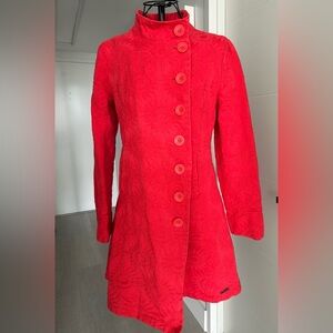 Red Women's Textured Button-Front Coat